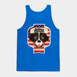 Australian Shepherd Dog - Distressed Union Jack Aussie Beer Label Design Tank Top